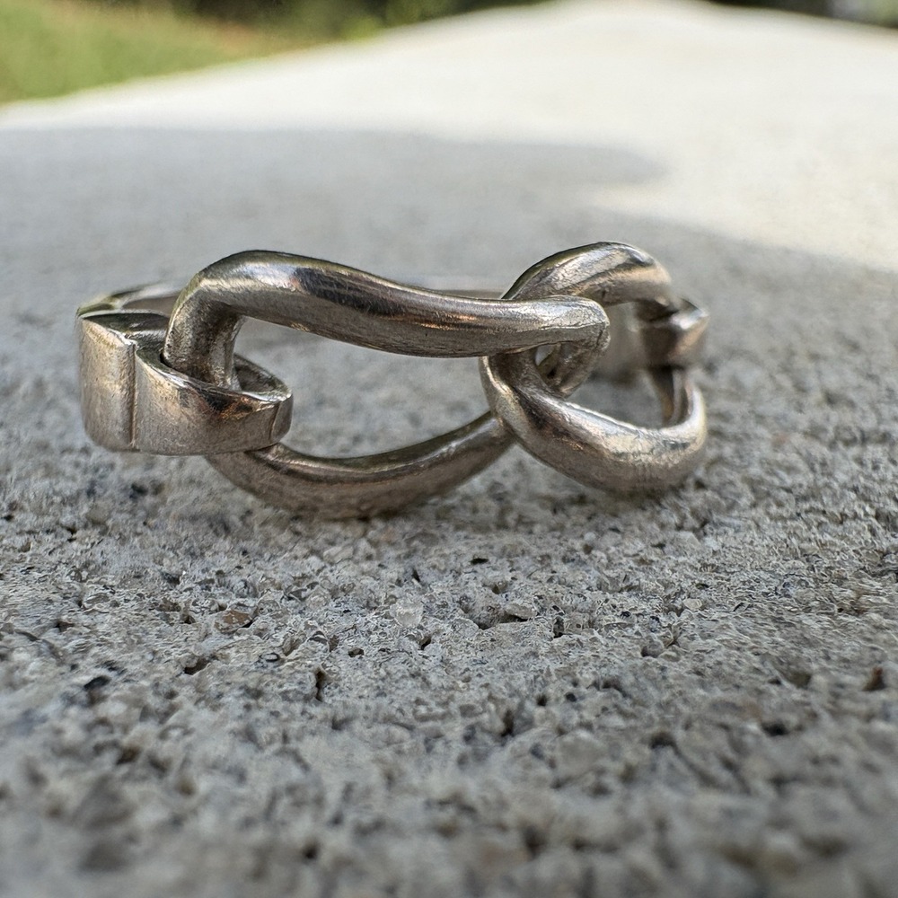 Sterling Silver 925 Interlocking Infinity Polished Double Loop Link Ring Size 7